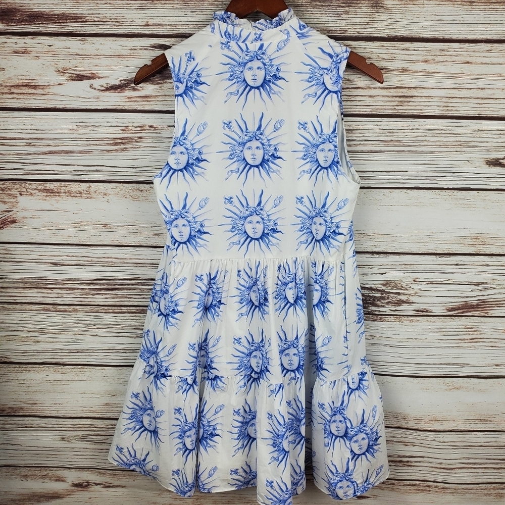 Amanda Uprichard Womens Small White/Blue Soleil Sun Print Connolly Mini Dress - Picture 8 of 11